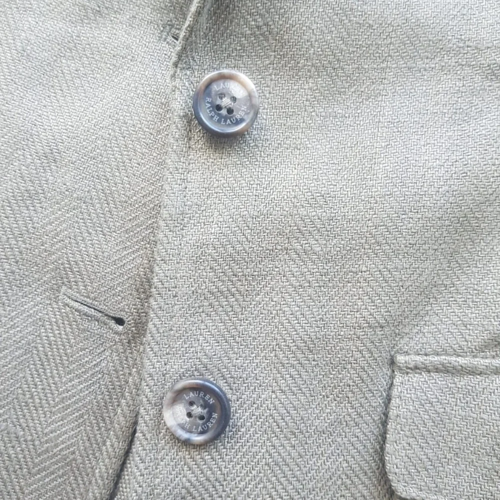 Lauren Ralph Lauren Herringbone Linen Blazer In Olive Fern Size 12 NWT $345 - Picture 8 of 12